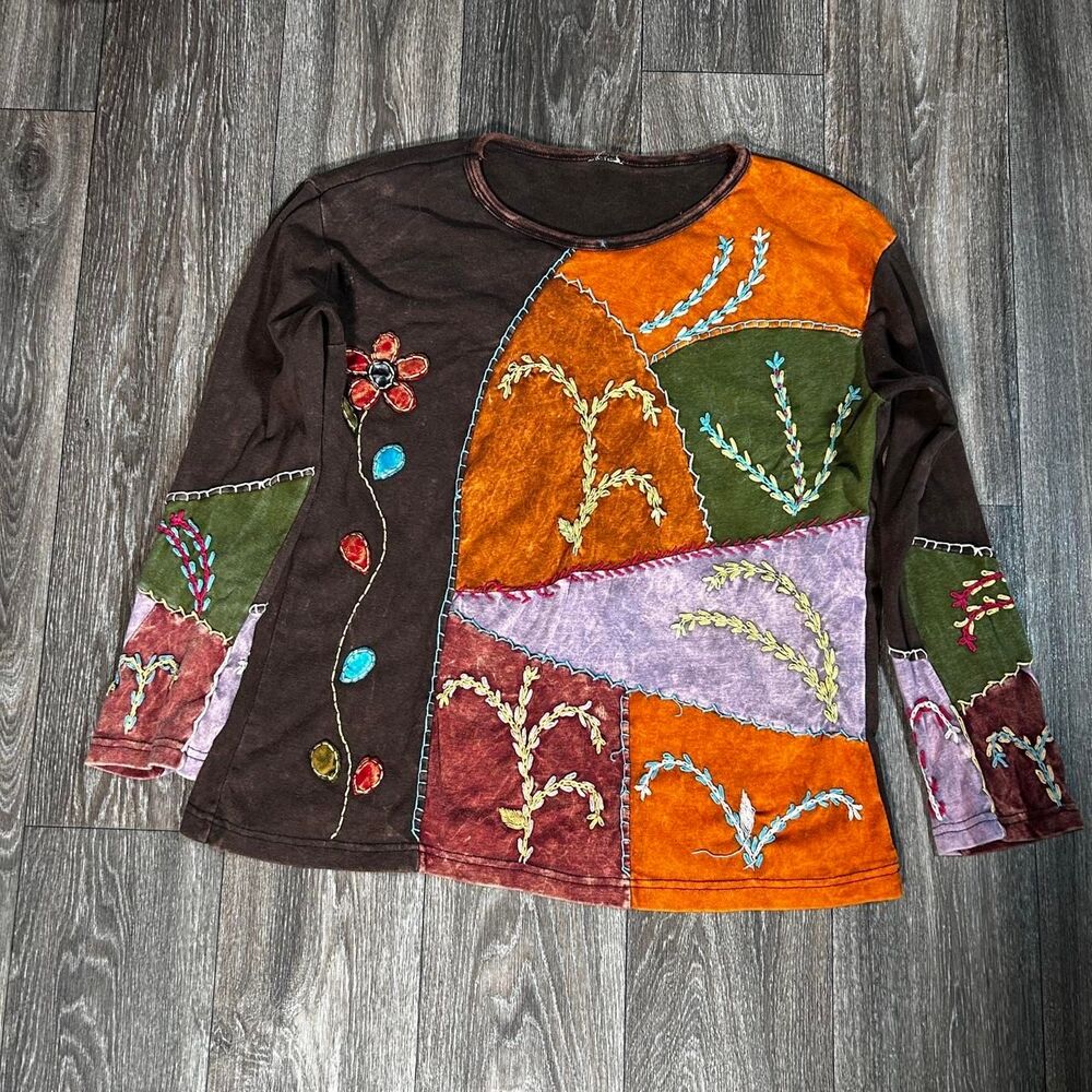 Greater Good Network Multicolor Boho Patchwork Shirt 🌼